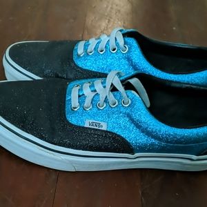 Black and Turquoise glitter vans
